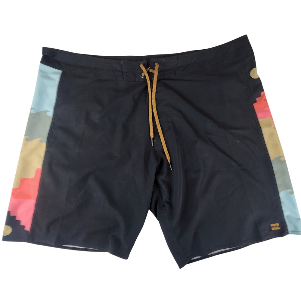 Billabong Recycler Dbah Pro Board Shorts Mens 40 Black Multi Color Stretch Surf